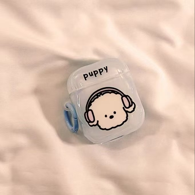 Nuevo estilo creativo de dibujos animados lindo música cachorro i12 cubierta de auriculares TPU a prueba de caídas personalidad portátil