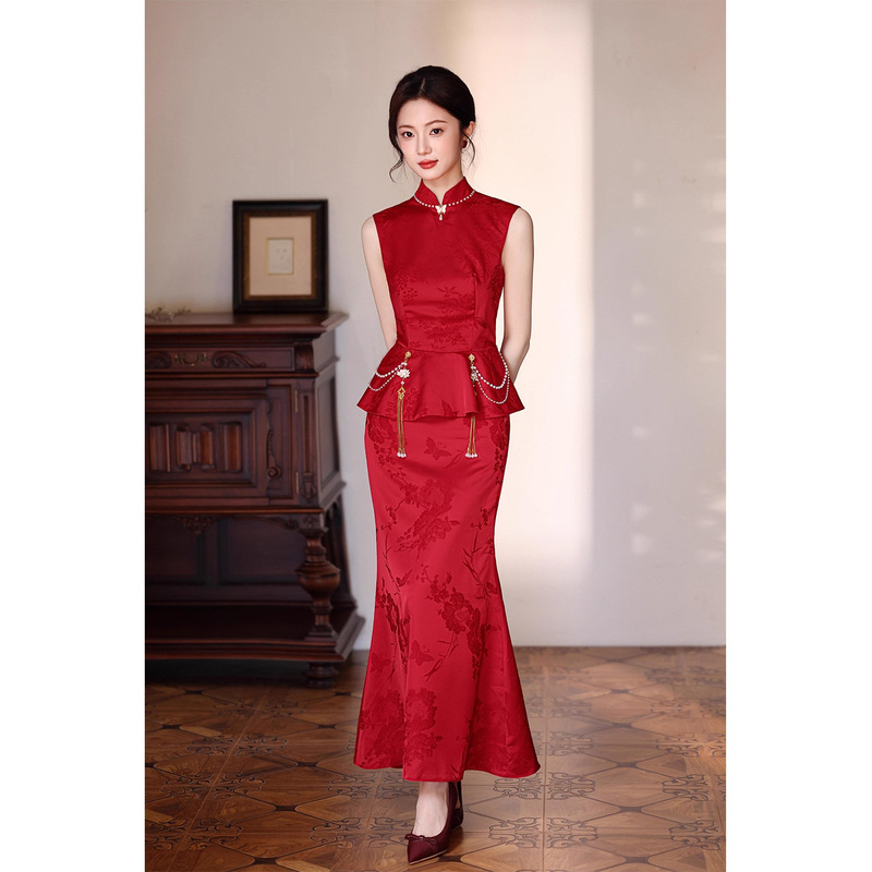 新中式旗袍女2025新款夏敬酒服新娘订婚礼服裙女高端轻奢小众晨袍|undefined