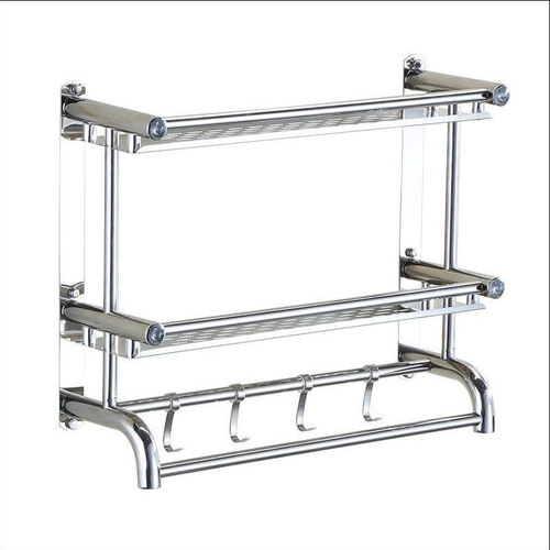 Stainless steel bathroom towel rack toilet bathroom multi-layer storage rack bath towel rack no punching bathroom pendant