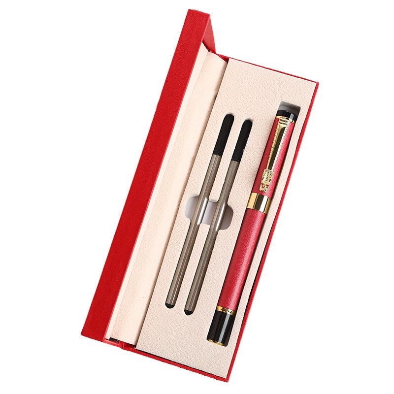 Bolígrafo de firma de metal rojo Guofeng caja de regalo de negocios conjunto de publicidad de alta calidad bolígrafo de impresión de logotipo bolígrafo neutro