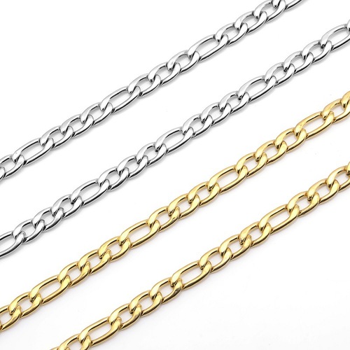 3/4/5/6MM Figaro necklace 3+1NK stainless steel vacuum plated steel/gold/black/rose gold/color necklace