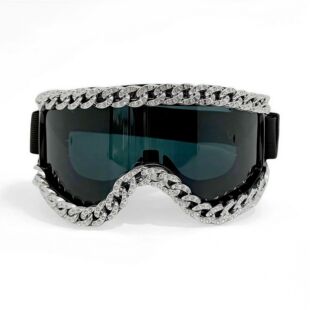 Fashion rhinestone chain goggles off-road vehicle motorcycle racing goggles outdoor riding eye protection windproof glasses skiing