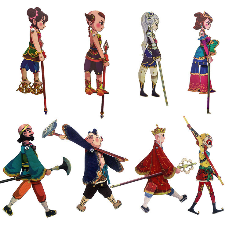 Free Shipping Journey to the West Shadow Play Full Set of Performance Props Wooden with Operating Rod Antique Nostalgic Toys Shadow Play Wholesale
