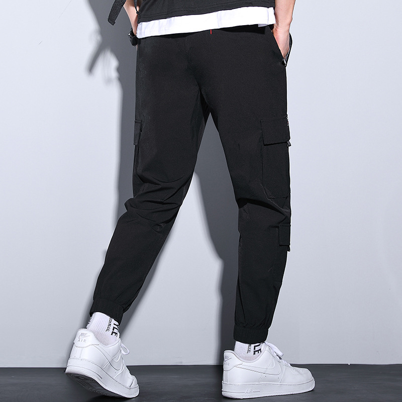 工装裤子男春秋季直筒裤男款青少年束脚裤男士复古休闲九分裤男款