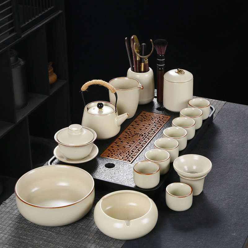 여요 찻주전자 + 덮은 그릇 8컵 세트 + 중형 창판