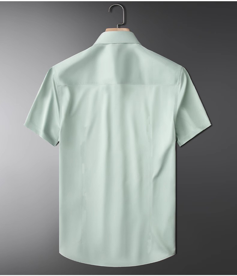 Light luxury high-end short for summer slim fit and non ironing business men's oversized half sleeved work shirt_vogarts.com