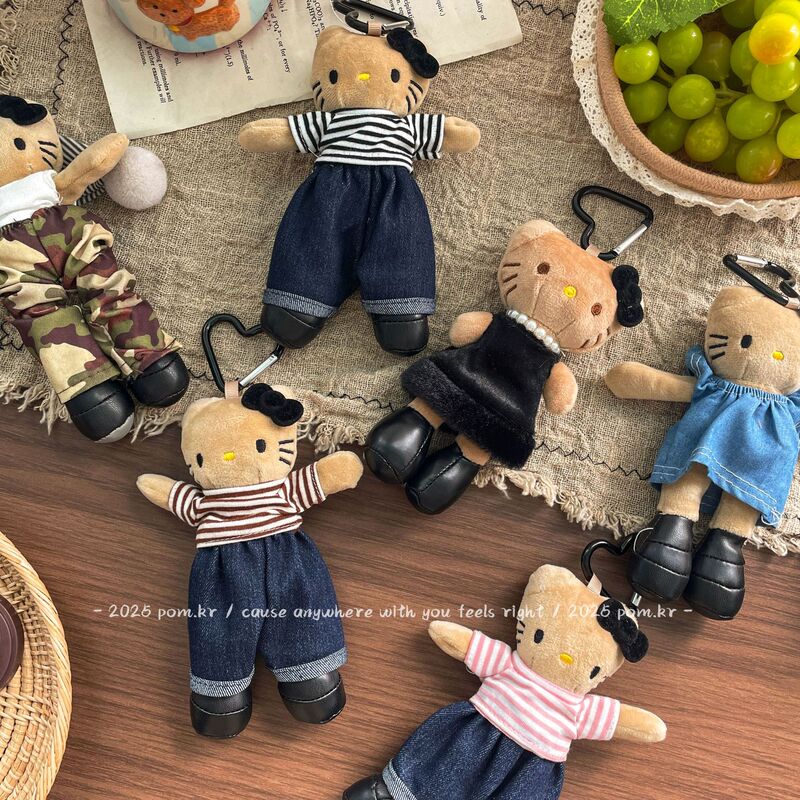 Korean Style New Vintage Chanel-Style Cat Kt Bag Pendant Long-Legged Black Leather Autumn and Winter Cosplay Kt Pendant Doll