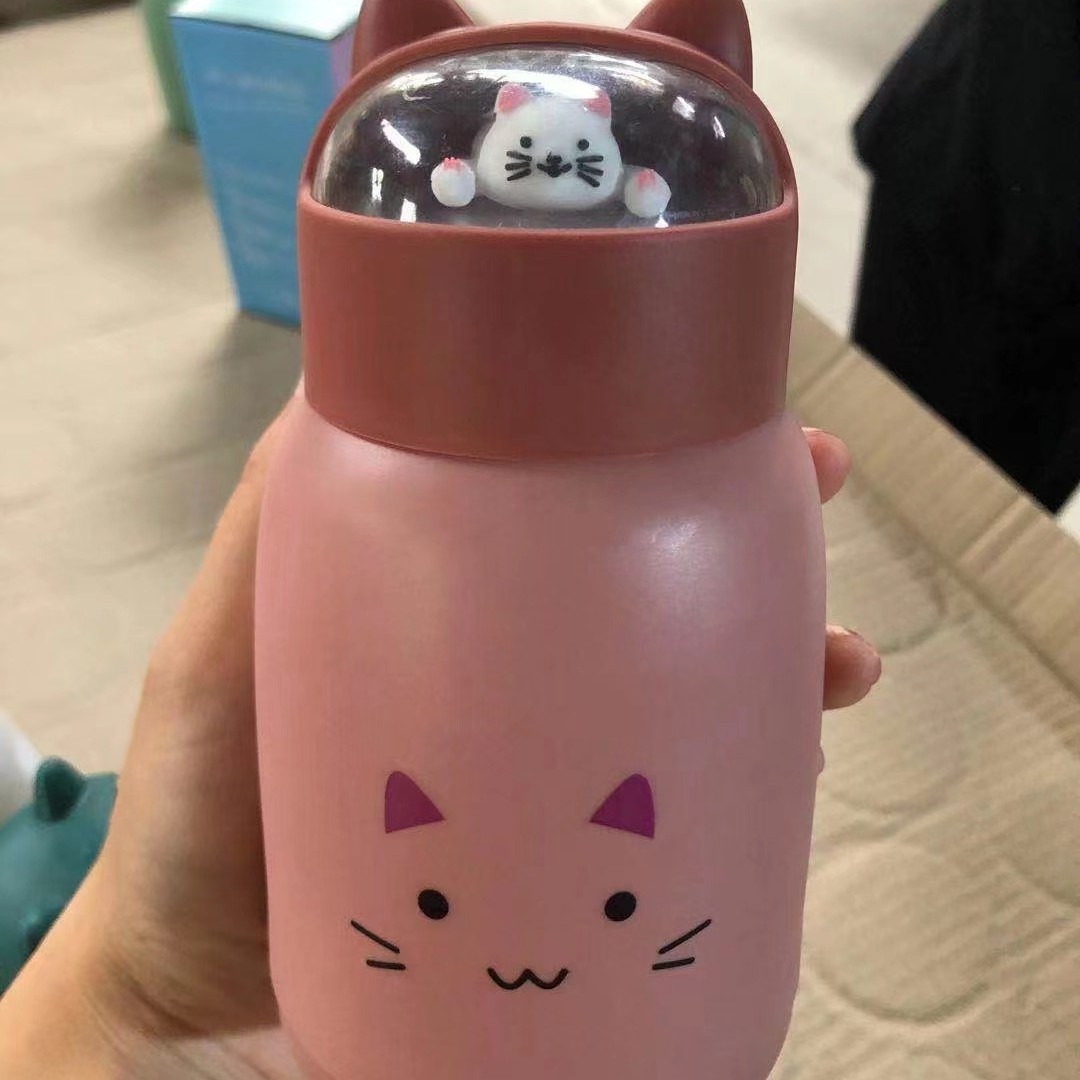 Creativo lindo mascota taza de doble capa de vidrio gran vientre taza lindo animal taza de agua estudiante tienda al por mayor promoción publicidad regalos