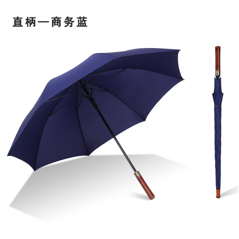 ゴルフレトロ無垢材ハンドルストレート骨傘大型ダブルゴルフ晴雨兼用広告傘ロゴ印刷可能|undefined