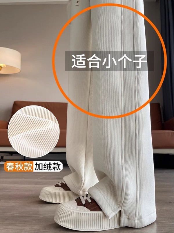 2025新款开叉裤设计百搭休闲裤女秋冬季加绒九分日常通勤慵懒百搭|undefined