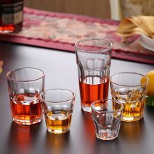 Θktv钢化玻璃杯商用啤酒杯酒吧八角杯家用酒杯 威士忌四方杯子