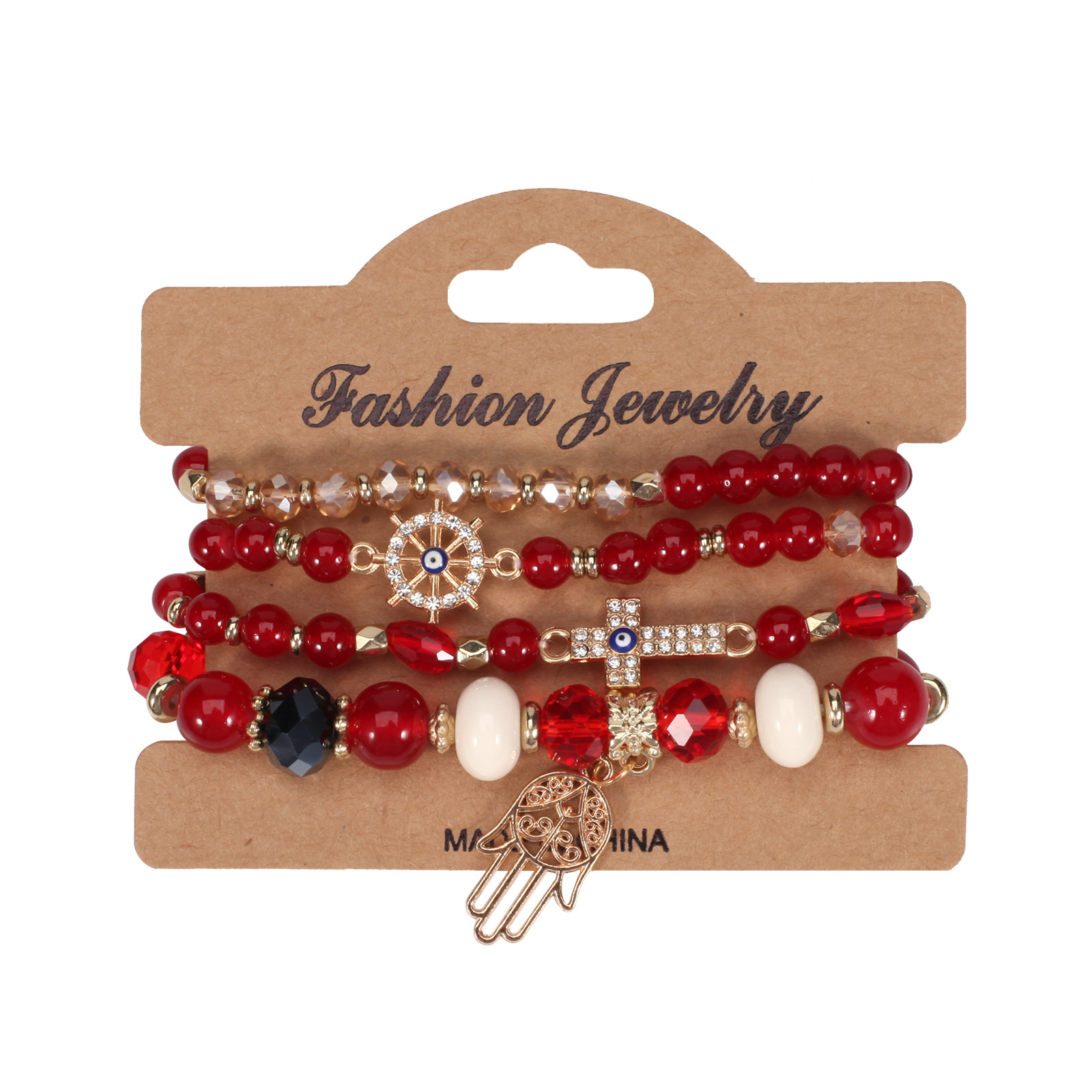 Street Occasion Glass, glass Material Simple Style Classic Style Round Glass Glass Beaded Women's Bracelets