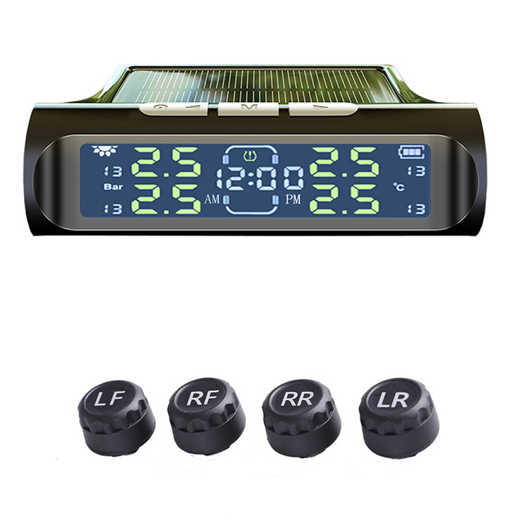 Monitor de presión de neumáticos de automóvil Detección de presión de neumáticos inalámbrica general TPMS Monitoreo de presión de neumáticos solares de alta precisión interno y externo