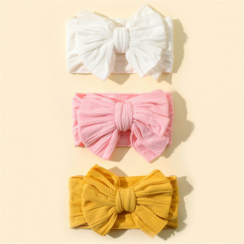 Baby headband, children's jacquard super elastic headband, baby nylon fabric bow hair accessories set