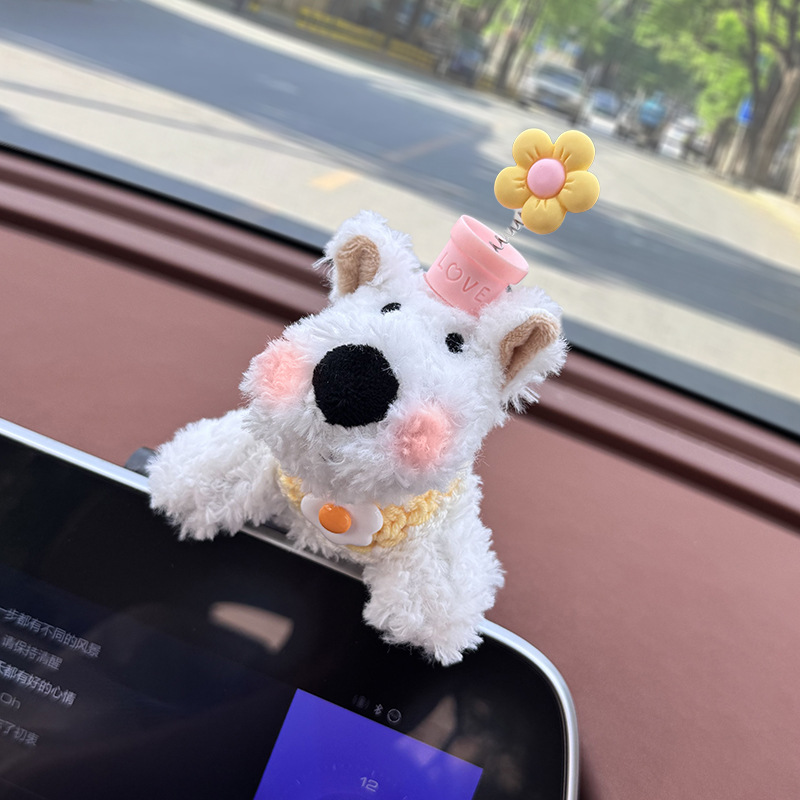 Pantalla de control central de automóviles adorable muñeca West Highlands decoración de automóviles accesorios de automóviles de damas interesantes