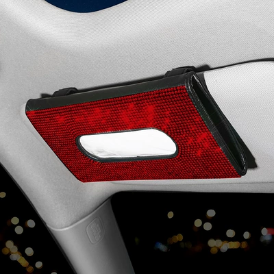 Back Diamond Tissue Holder Creative | Car tissue box/set - black-leather-red-diamond