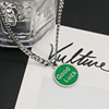 Green necklace stainless steel, brand pendant hip-hop style, sweater, chain, European style