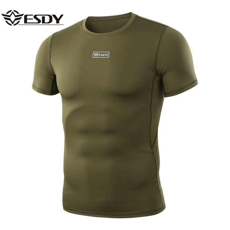 ESDY спортивная быстросохнущая футболка мужская летняя зеленая футболка с круглым вырезом и короткими рукавами уличная футболка для физических тренировок