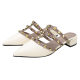 Summer New Rivet Baotou Slippers Thick Heel Outer Wear All-match Fashion Liuding Half Slip-on Patent Leather Pointed Mid-heel Women's Shoes