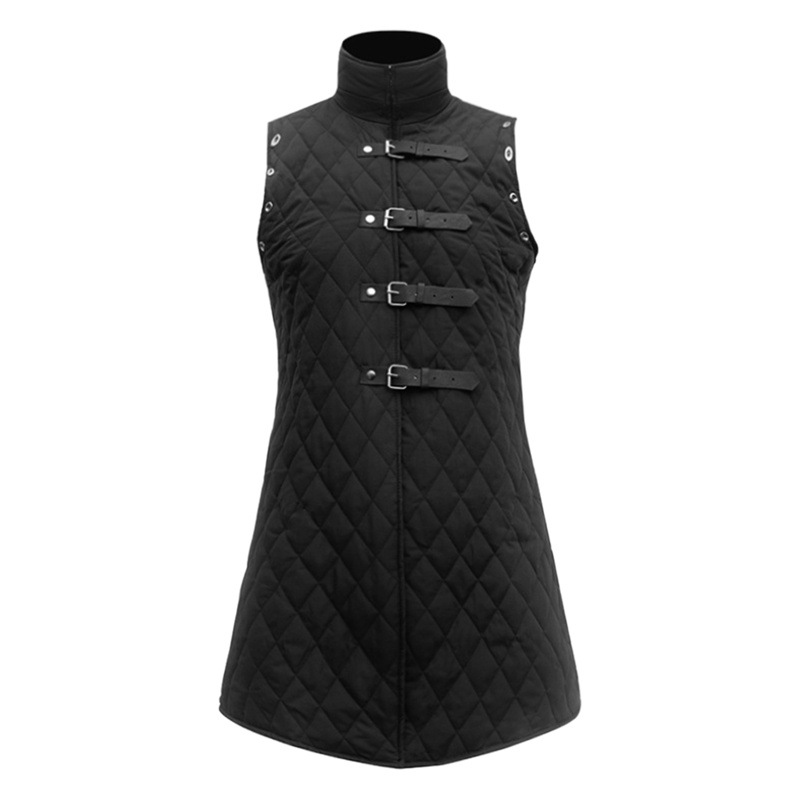 Hombres sin mangas medieval armadura vintage algodón ropa chaleco remache cinturón hebilla pirata del collar soporte chaqueta carácter
