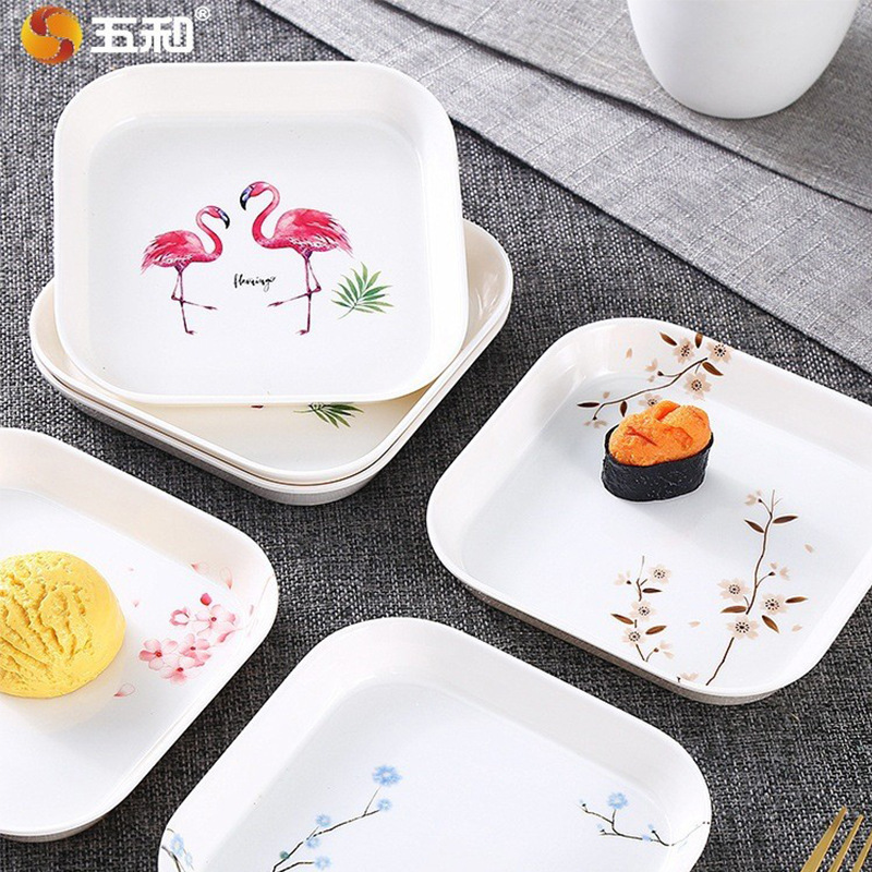 Wuhe Household Bone Dish Table Garbage Fish Dish Fruit Snack Dessert Small Dish Dried Fruit Square Dish Wholesale