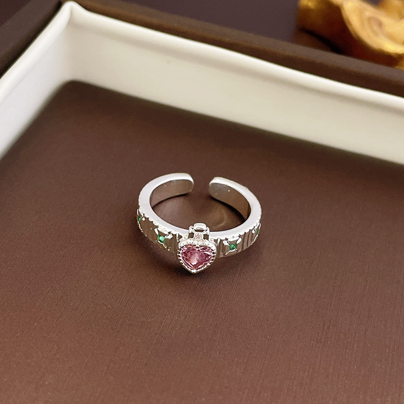 Daily Occasion Sweet Rabbit Dog Heart Shape Copper Inlay Zircon Rings