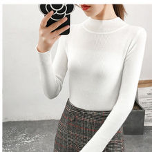 秋冬半高领毛衣打底衫长袖新款短款韩版修身针织女衫