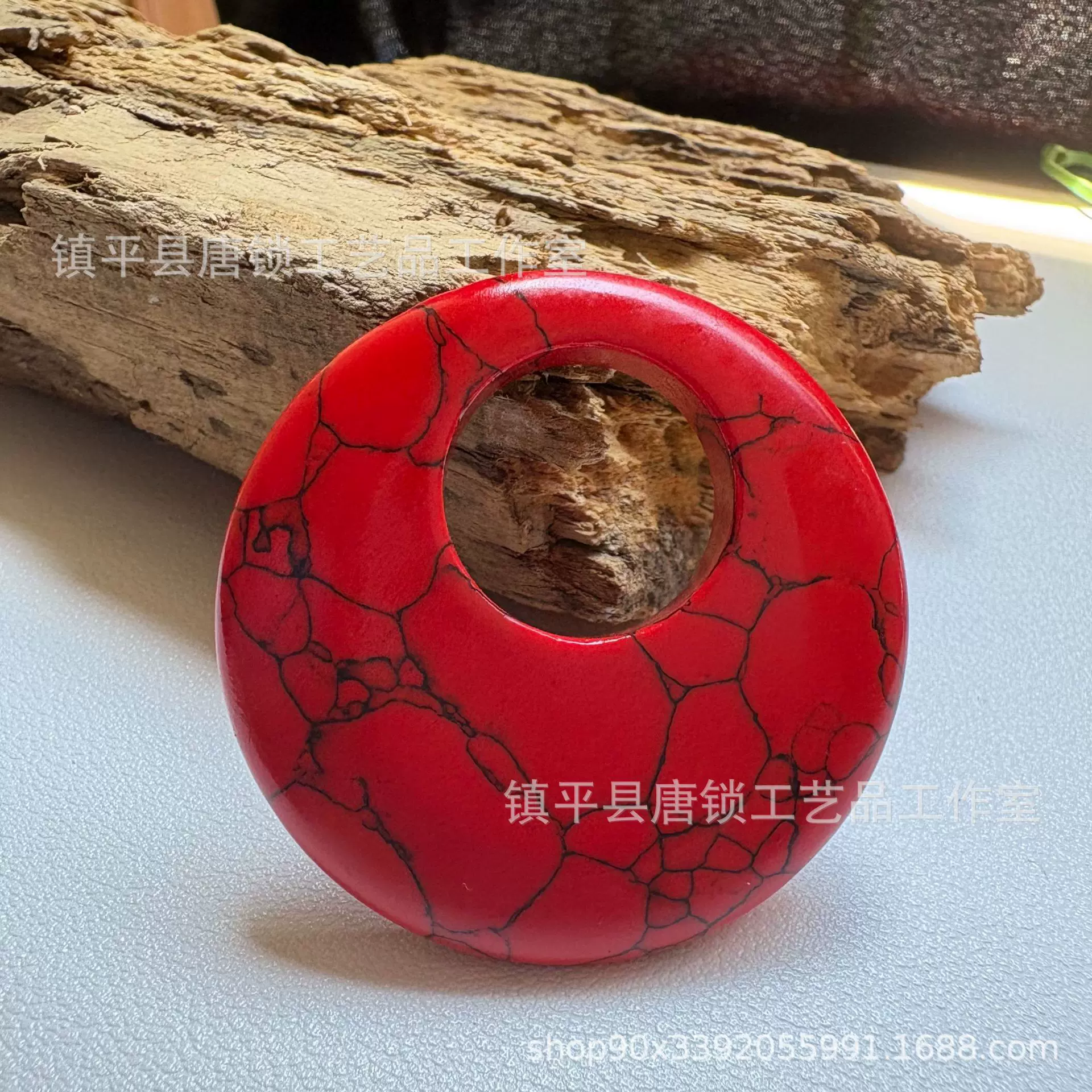 厂家供应红松石公主扣平安扣吊坠大孔圈圈怀古耳环项链diy饰品配