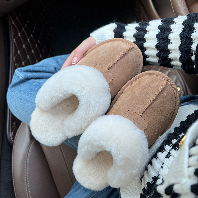 2025 Winter New Snow Boots Women's Furry Casual Fashion Versatile Slippers Outer Wear Baotou Flats Wool Women's Shoes 2025 Winter New Snow Boots Women's Furry Casual Fashion Versatile Slippers Outer Wear Baotou Flats Wool Women's Shoes