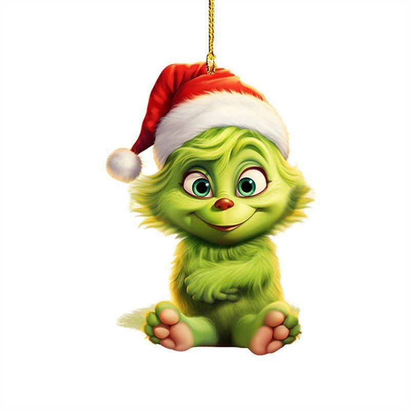 Transfronterizo nuevo 2D Grinch Baby Colgante decoración de Navidad decoración de árbol de Navidad colgante acrílico image 28