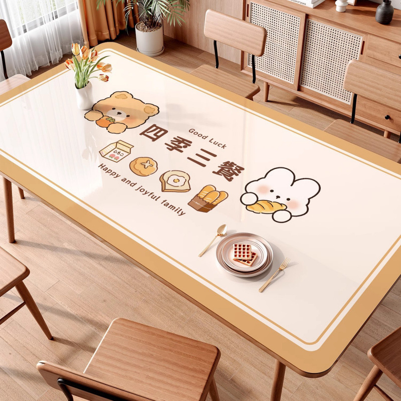 Tapallas de mesa impermeables a prueba de agua a prueba de aceite sin lavado a prueba de quemaduras almohadilla de mesa de vidrio suave sensación de lujo ligera tapallas de mesa de té almohadilla de mesa