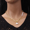 Retro metal accessory, chain, universal necklace, advanced sweater from pearl, European style