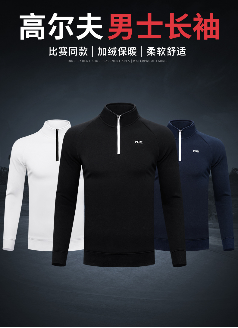 Áo len golf nam dài tay cổ cao, lót nhung ấm áp — Áo lót nhung màu đen YF108 chi tiết 4
