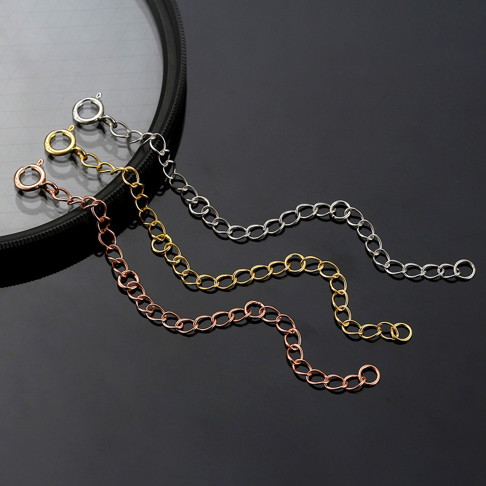 2g Weight 0.03µm Gold Plating Thickness Plated Gold Plating Process 1 Piece 5cm 8cm Extension Chain 18K Gold Plated White Gold Plated Geometric Solid Color Spring Ring Trigger Clasp Closure