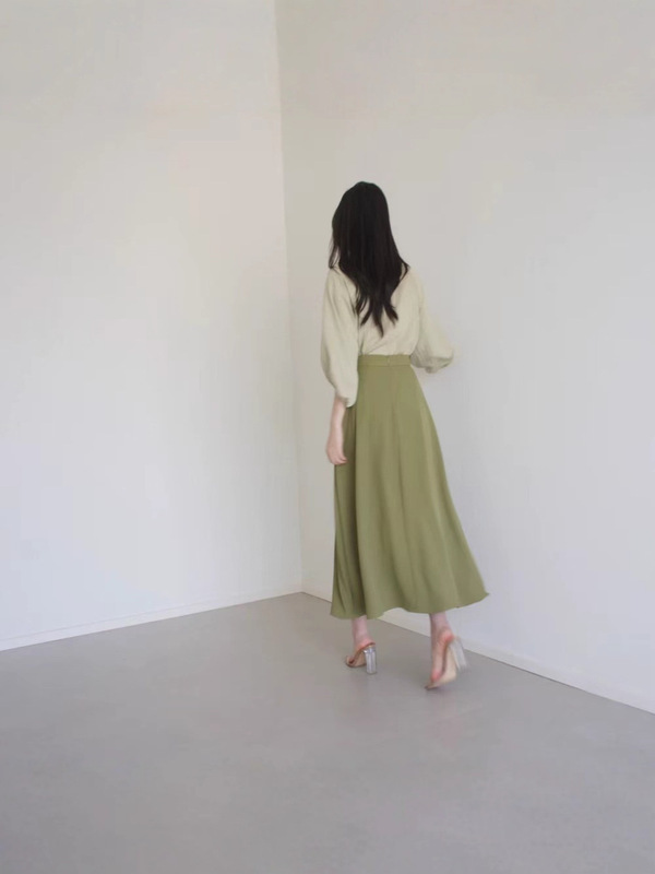 LOST AND FOUND 淡淡绿暗条纹撞色系带蝴蝶结7分袖衬衫气质女上衣|undefined