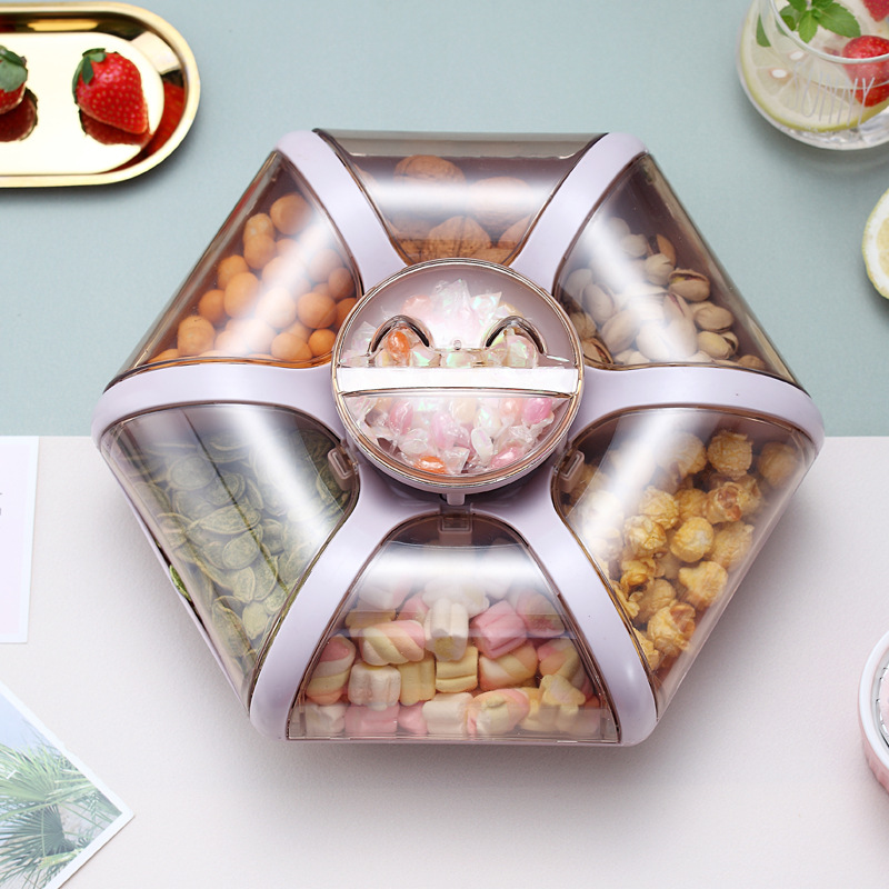 Creativa Casa de Prensa caja de fruta de loto caja de dulces de doble capa giratoria Malasia plato de fruta seca regalo de boda de la venta caliente