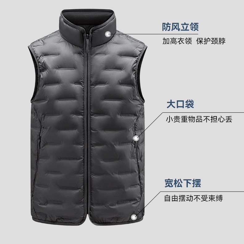 New national standard 90 down vest for men, stand-up collar, lightweight and warm, solid color casual inner wear, suitable for group workwear
