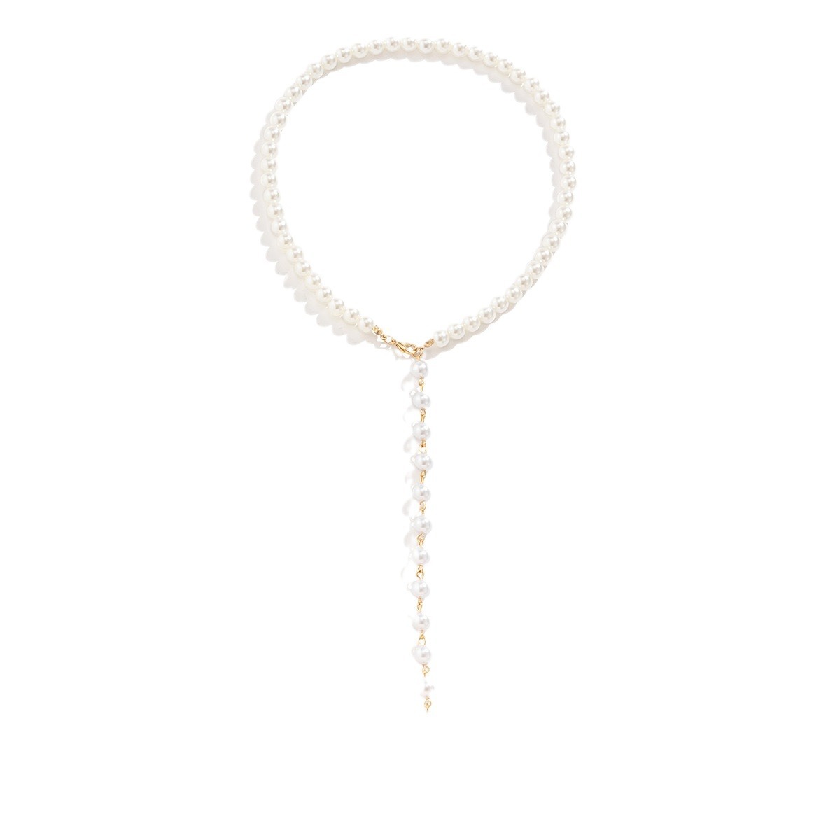 Colar longo elegante vintage com pérolas e borlas_voghion.com