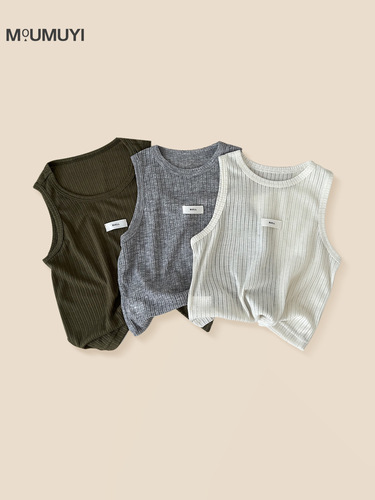 Children's Korean vest 2026 summer new casual baby base sleeveless T-shirt soft thin breathable top