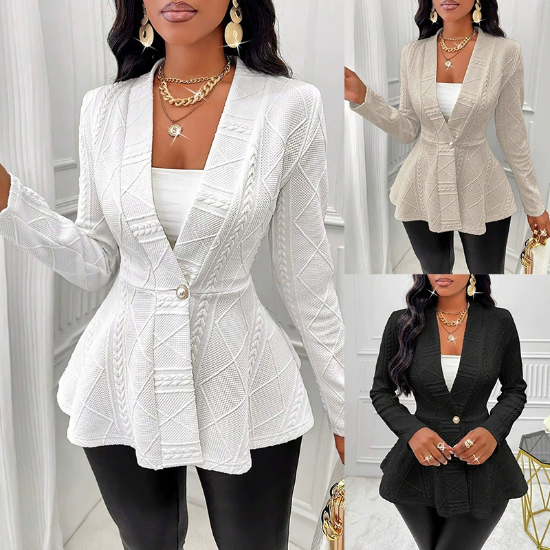 Модный жаккардовый блейзер для женщин из Европы и Америки, осень 2025, утолщенный, приталенный, для трансграничной торговли (AliExpress, Amazon)