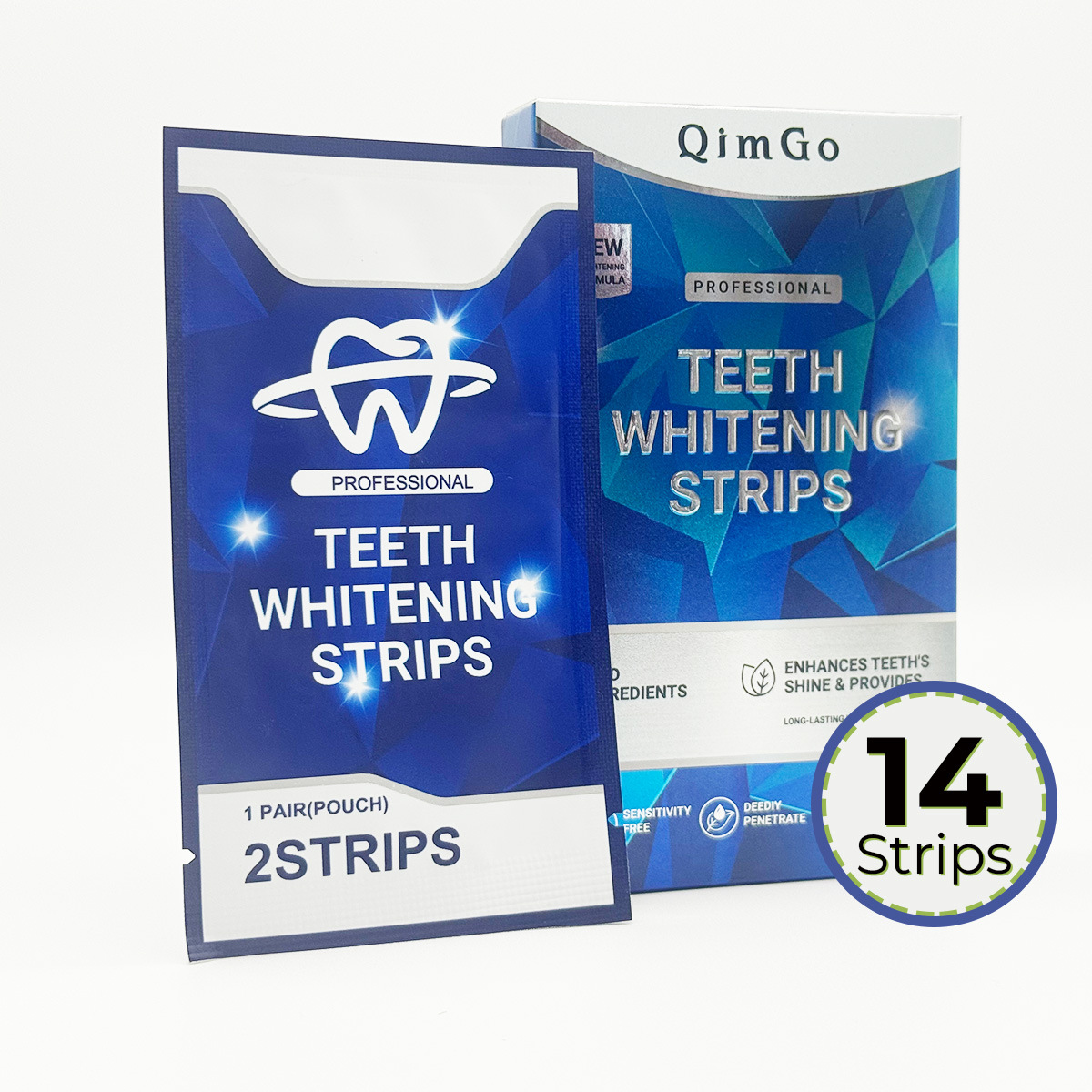 Cross-Border Amazon Bestseller Qimgo Whitening Pap Tooth Strips Gently Clean Daily Tooth Stains and Care for Teeth