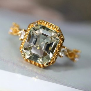 Fubei Diamond Jewelry 18K Gold Inlaid with Afghan Tourmaline Bright White Sapphire 0.232 Gold Weight 1.95g Jewelry
