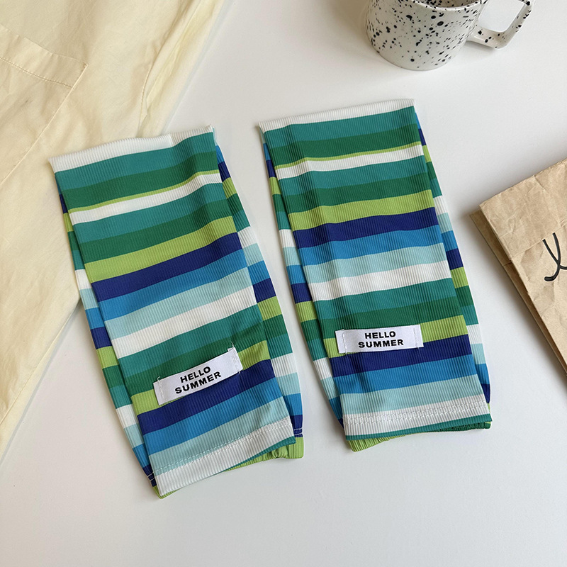 i manga rayada de protección solar para mujeres de verano nuevo suelto al aire libre protección solar manga de brazo protector solar