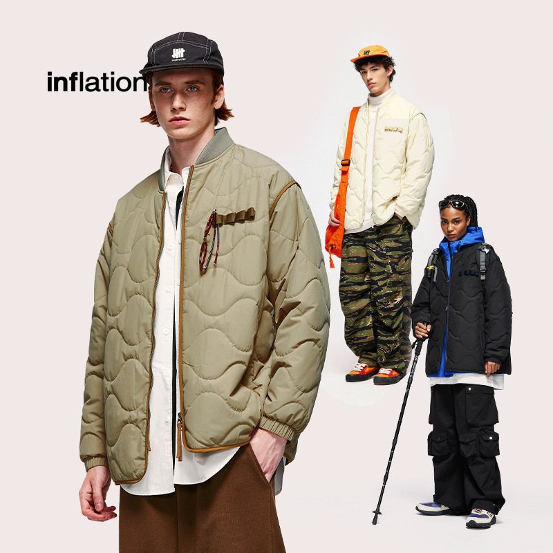 Inf Men's Clothing | Japanese-Style Loose Quilted Cotton Baseball Jacket 2025 Autumn/Winter Solid Color Coat