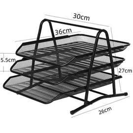 1220金属铁网组合三层文件盘文件架资料架杂志架铁丝网三层盘座