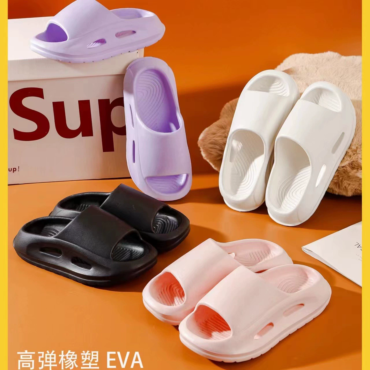 Новые мужские и женские уличные спортивные тапочки с мягким дном 2023 мужские и женские амортизирующие шлепанцы с толстым дном из ЭВА, Нескользящие оптом