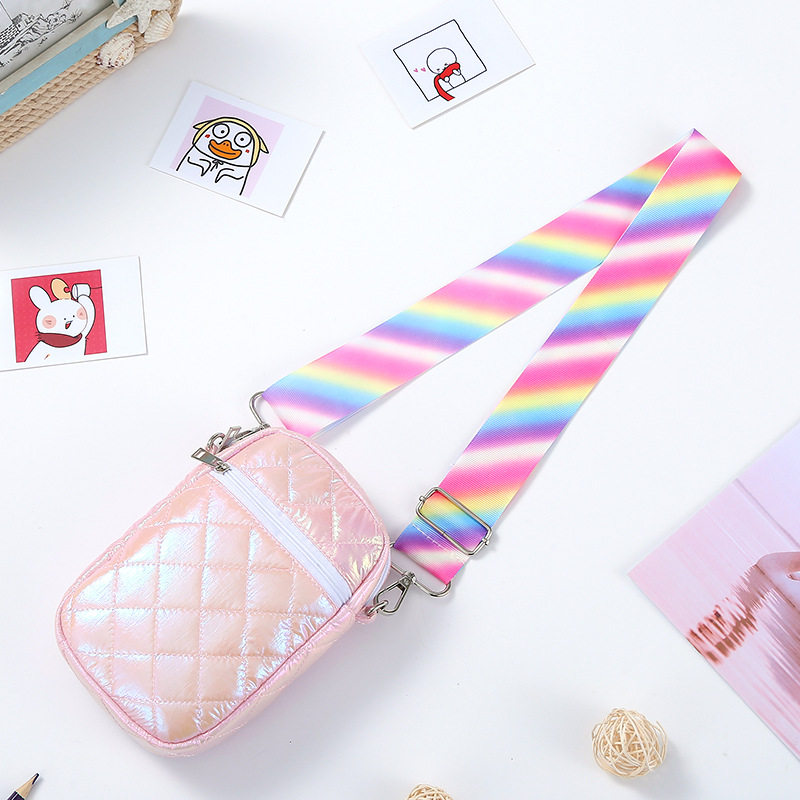Solid Color Pattern All Seasons Season Girl'S Gender Girl's Medium Nylon Polyester Solid Color Fashion Square Zipper Crossbody Bag