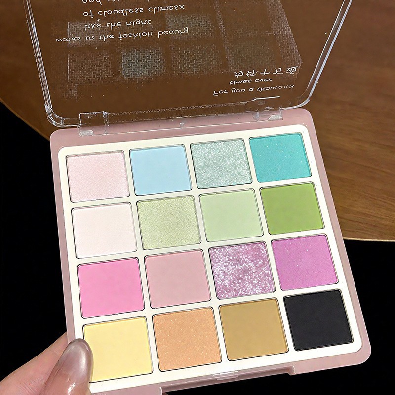 Me encanta la paleta de sombras de ojos de dieciséis colores, baja saturación, nacarado mate, gusano de seda acostado, rosa brillante, sombra de ojos tierra marrón, Capel
