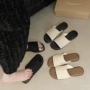 法式一字外穿平底凉拖鞋