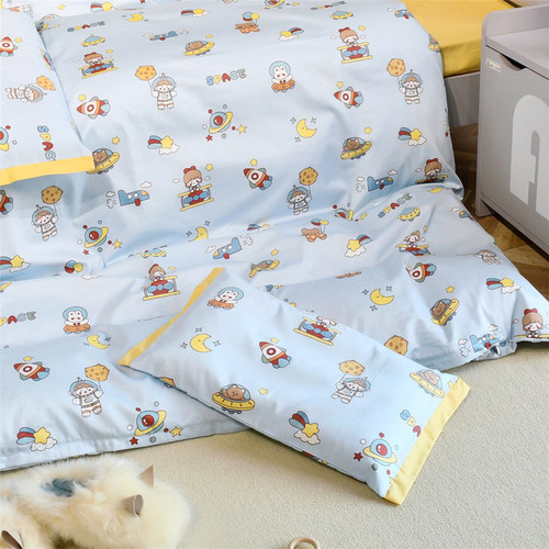 60-count long-staple cotton cartoon printed cotton sheets, pillowcases, fitted sheets and quilt covers, single-piece children's kindergarten bedding